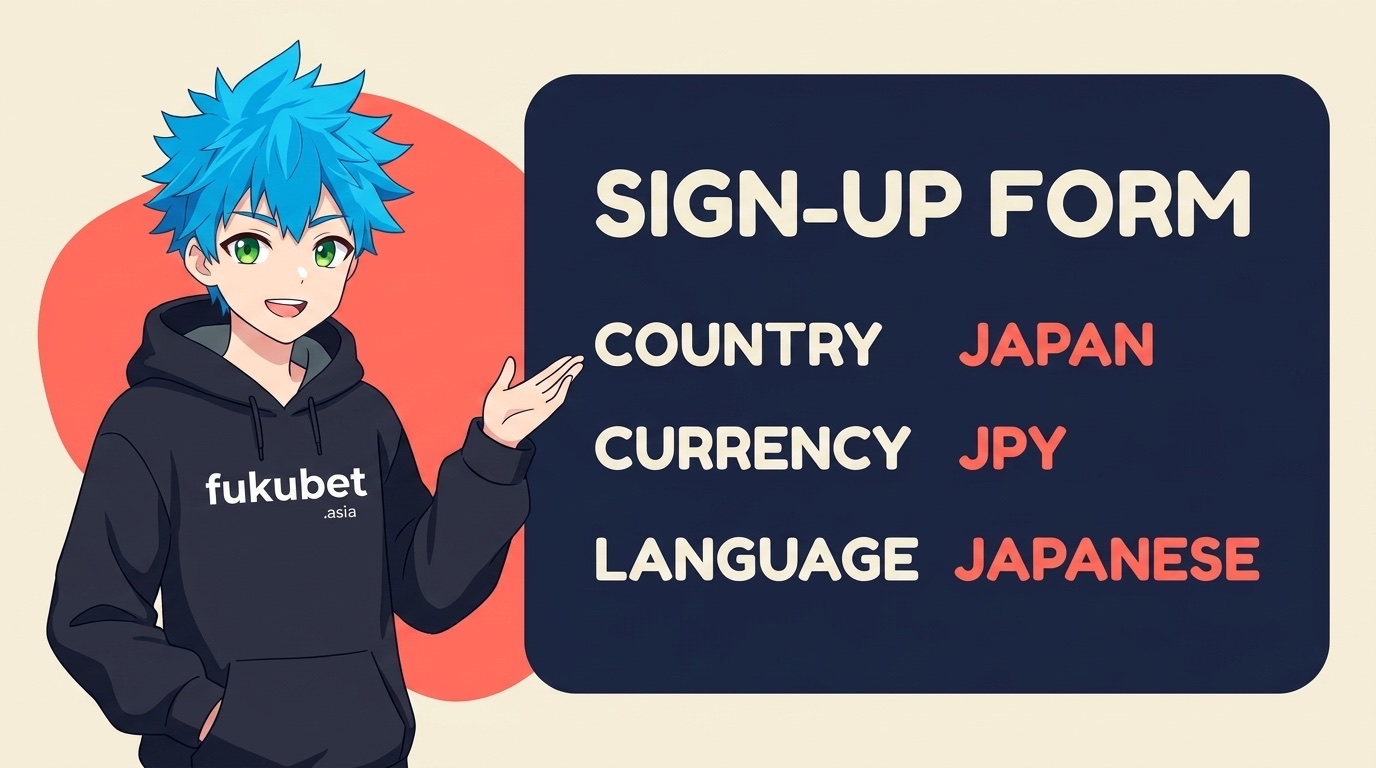 1xBetの登録フォームは国欄に日本、通貨欄に日本円(JPY)が入った状態で表示され、インターフェースは日本語