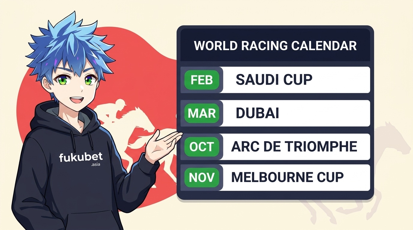 海外競馬の年間ビッグレースカレンダー（サウジカップ・ドバイ・ロイヤルアスコット・凱旋門賞・ブリーダーズカップ・メルボルンカップ・香港国際競走）