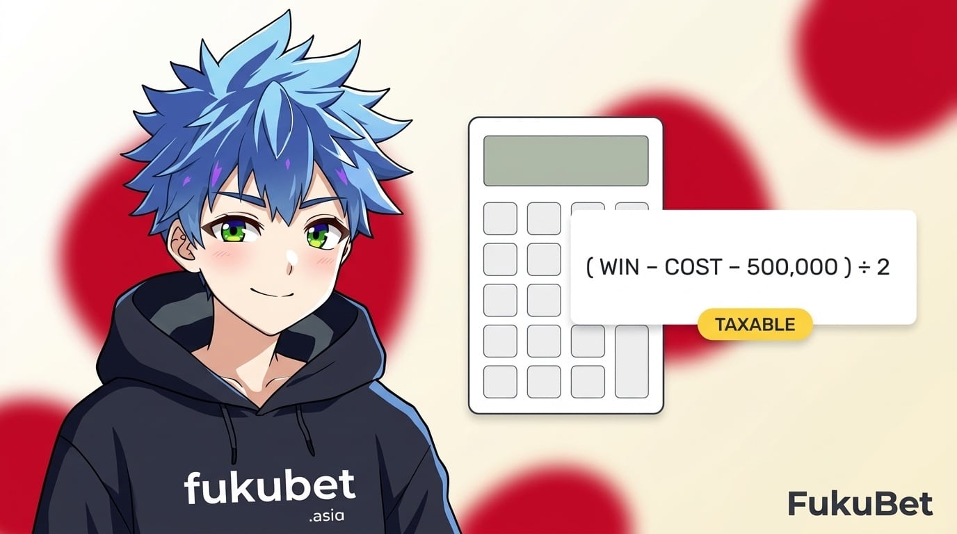 ブックメーカーの勝ち金にかかる一時所得の計算式をフクちゃんが解説