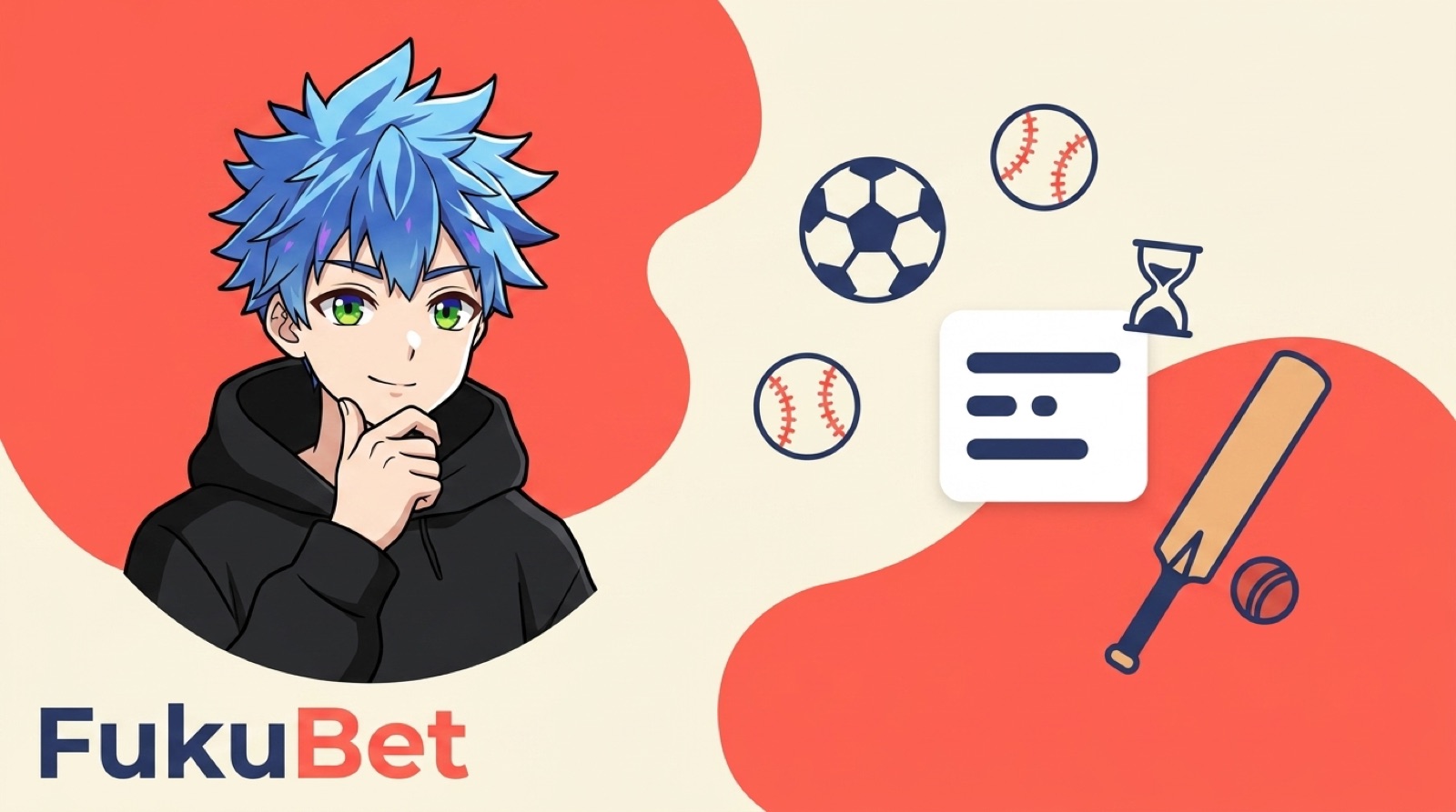 フクベットによるDafabetのレビュー。サッカー・野球・クリケットのアイコンと、規約の書類および出金にかかる時間を表す砂時計