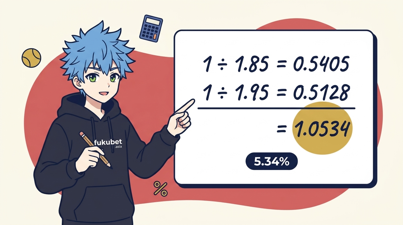 オッズの逆数を足してマージンを計算するフクちゃん