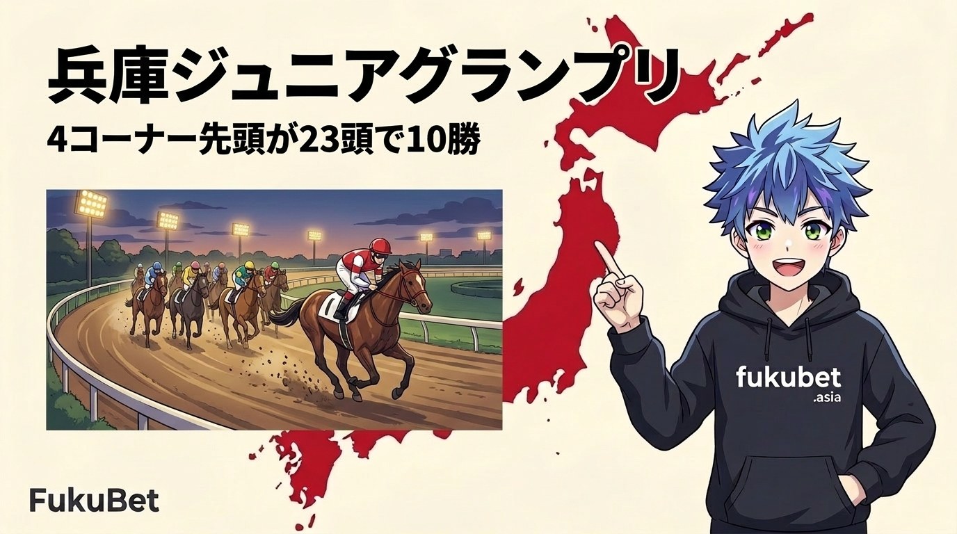 兵庫ジュニアグランプリを数字で読む｜4コーナー先頭の馬が23頭で10勝、7番手以下は112頭で0勝